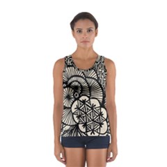 Background Abstract Beige Black Sport Tank Top  by Celenk