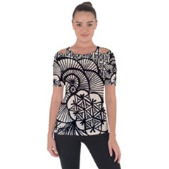 Background Abstract Beige Black Short Sleeve Top by Celenk