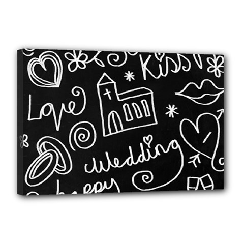 Wedding Chalkboard Icons Set Canvas 18  x 12 