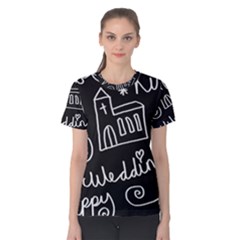 Wedding Chalkboard Icons Set Women s Cotton Tee