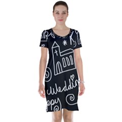 Wedding Chalkboard Icons Set Short Sleeve Nightdress