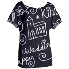 Wedding Chalkboard Icons Set Women s Oversized Tee