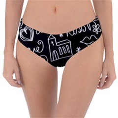 Wedding Chalkboard Icons Set Reversible Classic Bikini Bottoms