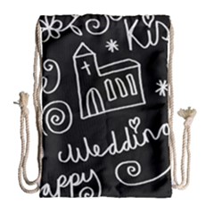 Wedding Chalkboard Icons Set Drawstring Bag (Large)