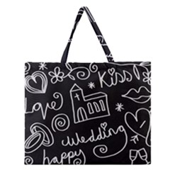 Wedding Chalkboard Icons Set Zipper Large Tote Bag