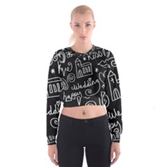 Wedding Chalkboard Icons Set Cropped Sweatshirt by Celenk