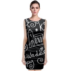 Wedding Chalkboard Icons Set Classic Sleeveless Midi Dress