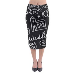 Wedding Chalkboard Icons Set Midi Pencil Skirt