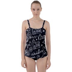 Wedding Chalkboard Icons Set Twist Front Tankini Set