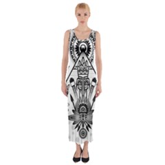 Ancient Parade Ancient Civilization Fitted Maxi Dress by Celenk