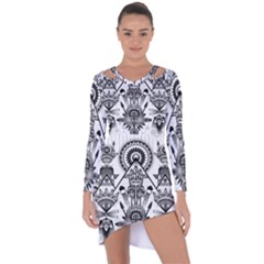 Ancient Parade Ancient Civilization Asymmetric Cut-out Shift Dress by Celenk