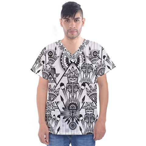 Ancient Parade Ancient Civilization Men s V-neck Scrub Top by Celenk