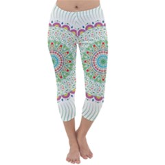 Flower Abstract Floral Capri Winter Leggings  by Celenk