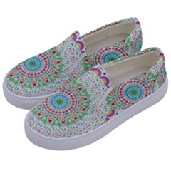 Flower Abstract Floral Kids  Canvas Slip Ons