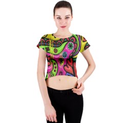 Seamless Texture Pattern Tile Crew Neck Crop Top by Celenk