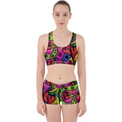 Seamless Texture Pattern Tile Work It Out Sports Bra Set by Celenk