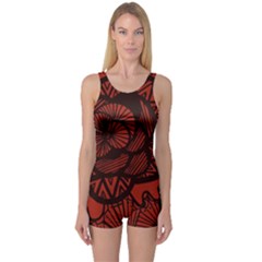 Background Abstract Red Black One Piece Boyleg Swimsuit by Celenk