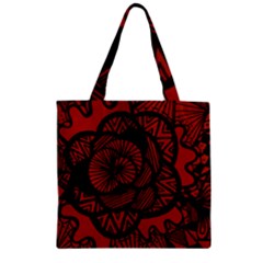 Background Abstract Red Black Zipper Grocery Tote Bag by Celenk