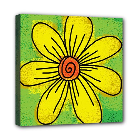 Flower Cartoon Painting Painted Mini Canvas 8  X 8  by Celenk