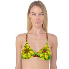 Flower Cartoon Painting Painted Reversible Tri Bikini Top by Celenk