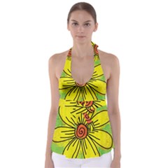 Flower Cartoon Painting Painted Babydoll Tankini Top by Celenk