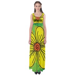 Flower Cartoon Painting Painted Empire Waist Maxi Dress by Celenk