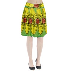 Flower Cartoon Painting Painted Pleated Skirt by Celenk