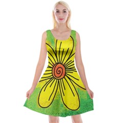 Flower Cartoon Painting Painted Reversible Velvet Sleeveless Dress by Celenk