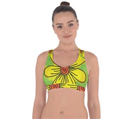 Flower Cartoon Painting Painted Cross String Back Sports Bra by Celenk