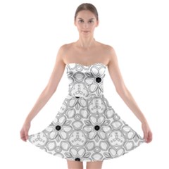 Pattern Zentangle Handdrawn Design Strapless Bra Top Dress by Celenk