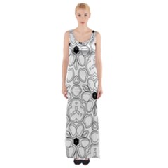 Pattern Zentangle Handdrawn Design Maxi Thigh Split Dress by Celenk