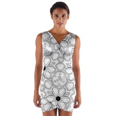 Pattern Zentangle Handdrawn Design Wrap Front Bodycon Dress by Celenk