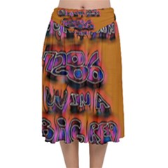 Words Velvet Flared Midi Skirt by MRTACPANS