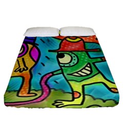 Painting Painted Ink Cartoon Fitted Sheet (queen Size) by Celenk