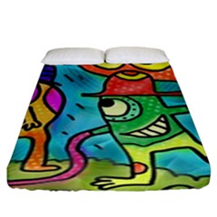 Painting Painted Ink Cartoon Fitted Sheet (king Size) by Celenk