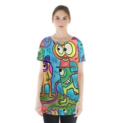 Painting Painted Ink Cartoon Skirt Hem Sports Top by Celenk