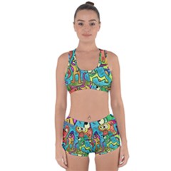 Painting Painted Ink Cartoon Racerback Boyleg Bikini Set by Celenk