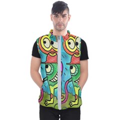 Painting Painted Ink Cartoon Men s Puffer Vest by Celenk