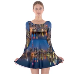 Buildings Can Cn Tower Canada Long Sleeve Skater Dress by Celenk