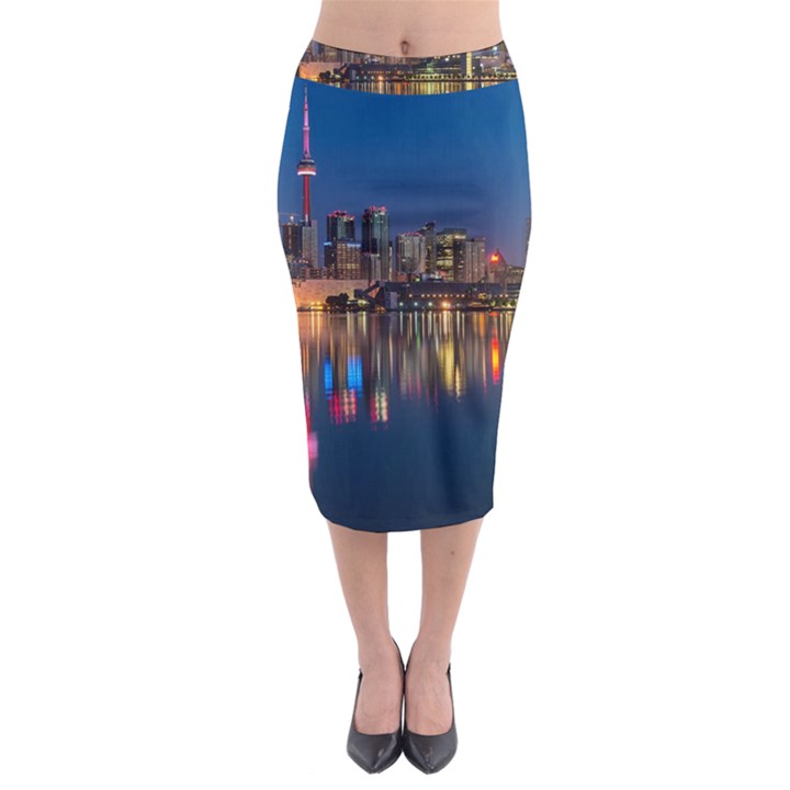 Buildings Can Cn Tower Canada Midi Pencil Skirt