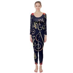 Chalk Chalkboard Board Frame Long Sleeve Catsuit by Celenk