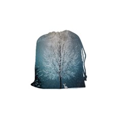 Winter Wintry Snow Snow Landscape Drawstring Pouches (small)  by Celenk