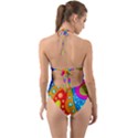 Abstract Pattern Painting Shapes Halter Cut-Out One Piece Swimsuit View2