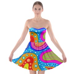 Abstract Pattern Painting Shapes Strapless Bra Top Dress by Celenk