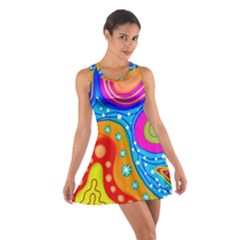 Abstract Pattern Painting Shapes Cotton Racerback Dress by Celenk