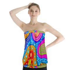 Abstract Pattern Painting Shapes Strapless Top by Celenk