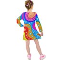 Abstract Pattern Painting Shapes Kids  Long Sleeve Velvet Dress View2