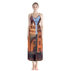 Blue Hour Colliery House Button Up Chiffon Maxi Dress by Celenk