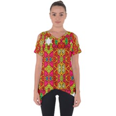 Abstract Background Pattern Doodle Cut Out Side Drop Tee by Celenk