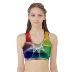 Abstract Star Pattern Structure Sports Bra With Border by Celenk